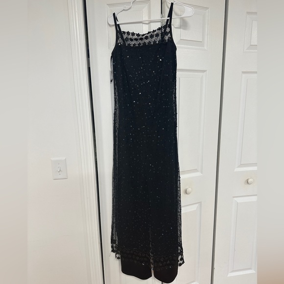 Vintage Jumpsuit/dress. Apart Impressions. Black with sequined overlay. - Picture 7 of 12